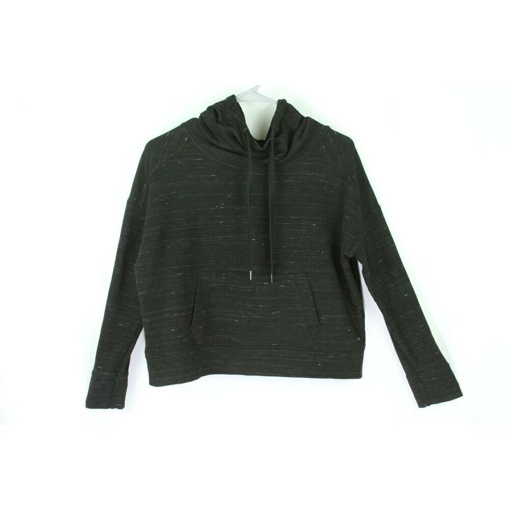American Eagle Hoodie Small Black Cropped Space-Dye Pocket